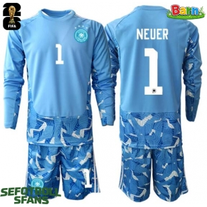 Tyskland Manuel Neuer #1 Målvakt Bortaställ Barn VM 2026 Långärmad (+ Korta byxor)